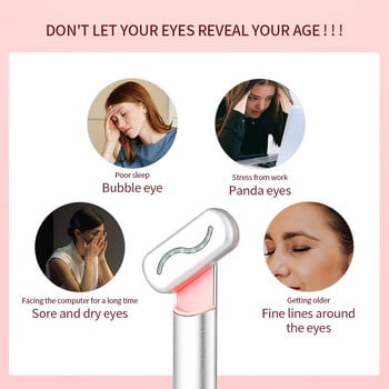 EMS Hot Compress Eye Massager Wand Smart Red LED Rejuvenation Eye Skin Tighten Anti Aging Eye Dark Circle Removal Machine Beauty