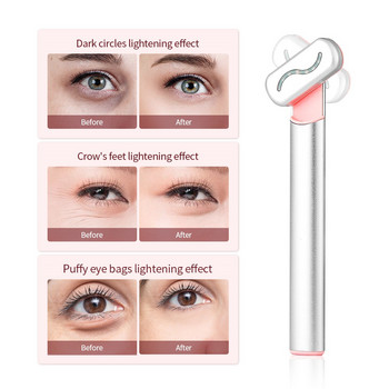 EMS Hot Compress Eye Massager Wand Smart Red LED Rejuvenation Eye Skin Tighten Anti Aging Eye Dark Circle Removal Machine Beauty