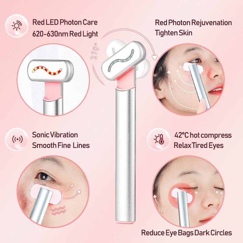 EMS Hot Compress Eye Massager Wand Smart Red LED za pomlađivanje kože oko očiju Zatezanje kože protiv starenja Uklanjanje podočnjaka Beauty Machine