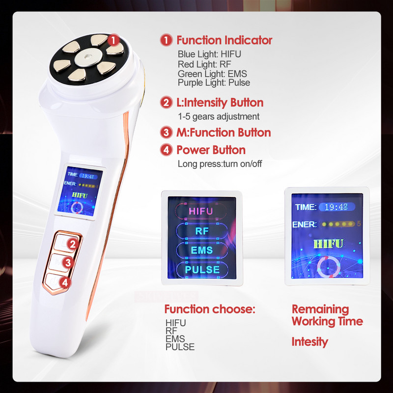 Mini Hifu, 3 generație, radiofrecvență facială, a treia generație, mașină profesională de înfrumusețare pentru ridicarea feței și a corpului de înaltă frecvență