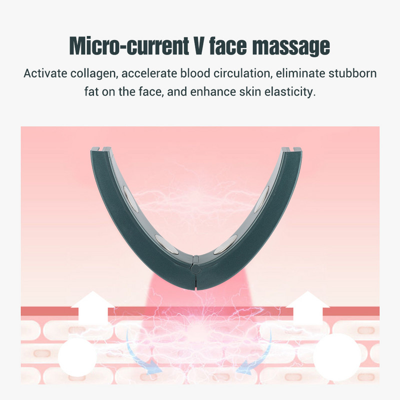 Mikroáramú Face Lift gép 6 üzemmódú fűtött bőrfiatalító dupla állú V arc vibrációs masszírozó vezeték nélküli távirányító