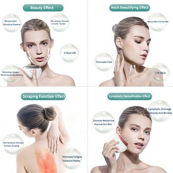 Gua Sha Facial Electronics Neck Face Beauty Device RF EMS LED Αντιρυτιδικό Αντιγηραντικό Ηλεκτρικό Μικρορεύμα Μασάζ Προσώπου Lifting