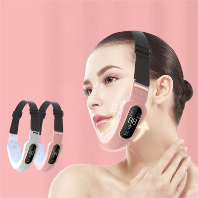 EMS masaj facial V-Line Lift Up Belt Roșu Albastru Lumină Față Slăbire Vibrație Masaj Dispozitiv de Lifting Față Reduce bărbia dublă