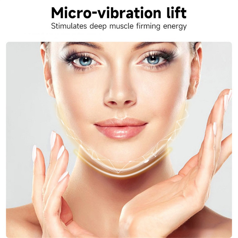 EMS Arcmasszírozó V-Line Lift Up Öv Piros Kék Világos Arc Karcsúsító Vibrációs Masszírozó Arc Emelő készülék Csökkenti Dupla állát
