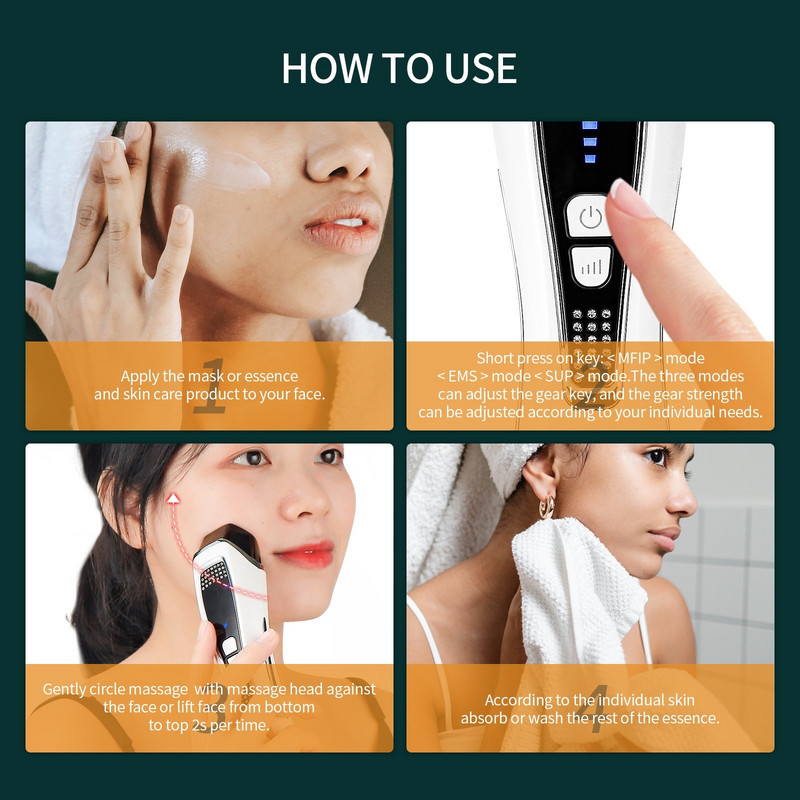 5 az 1-ben Pulse Beauty Instrument arcmasszírozó LED fényterápia Elektroporáció Bőrfiatalítás Mikroáram ránctalanítás