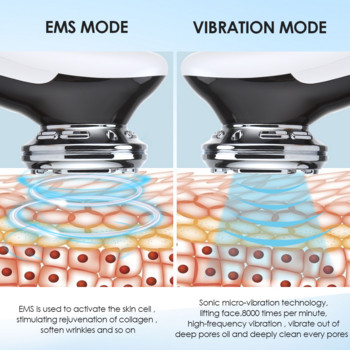 EMS Масажор за лице LED светлинна терапия Звукова вибрация Премахване на бръчки Стягане на кожата Hot Cool Treatment Грижа за кожата Устройство за красота