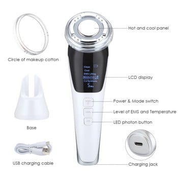 EMS Facial Massager LED Light therapy Sonic Vibration Αφαίρεση ρυτίδων Σύσφιξη δέρματος Hot Cool Θεραπεία Περιποίηση δέρματος Συσκευή ομορφιάς