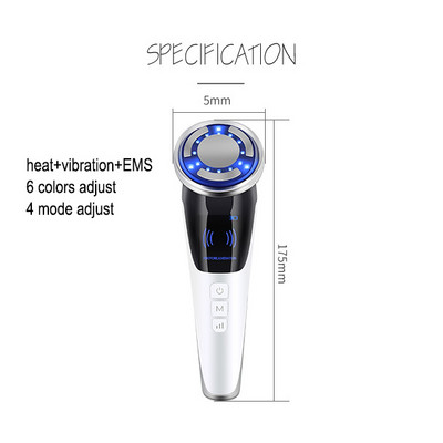 EMS Arcmasszírozó LED fényterápia Sonic Vibrációs ránctalanítás Bőrfeszesítő Hot Cool kezelés Bőrápoló Szépségkészülék