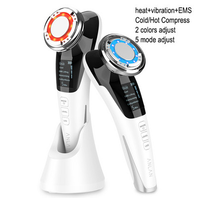 EMS Arcmasszírozó LED fényterápia Sonic Vibrációs ránctalanítás Bőrfeszesítő Hot Cool kezelés Bőrápoló Szépségkészülék