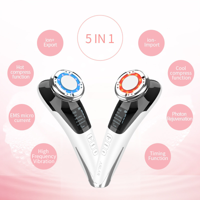 EMS Arcmasszírozó LED fényterápia Sonic Vibrációs ránctalanítás Bőrfeszesítő Hot Cool kezelés Bőrápoló Szépségkészülék