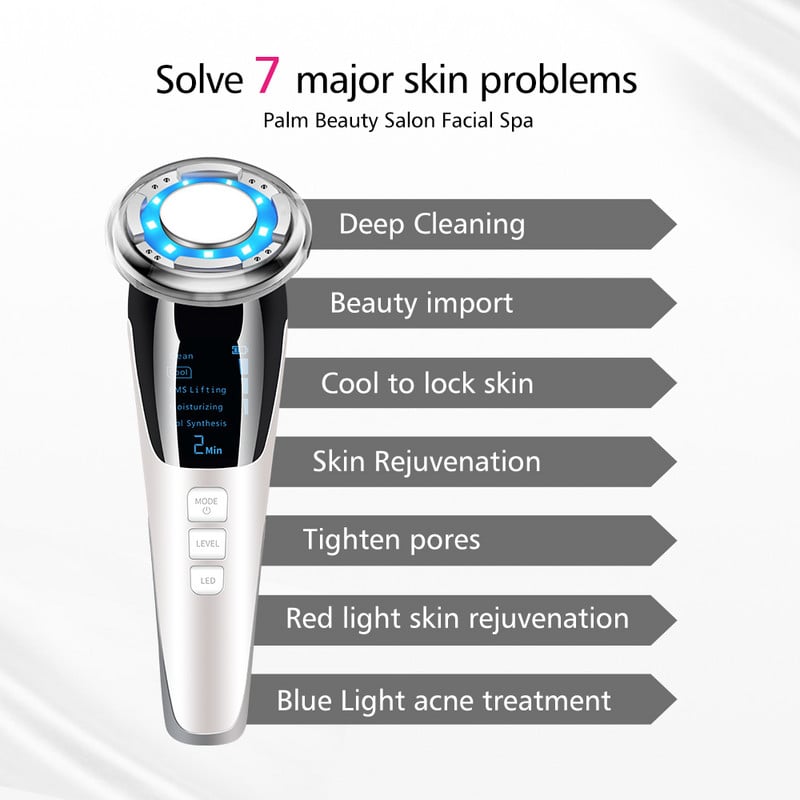 EMS Arcmasszírozó LED Fényterápia Bőrápoló Ránctalanítás Bőrfeszesítő Hot Cool kezelés Bőrápoló Beauty Device