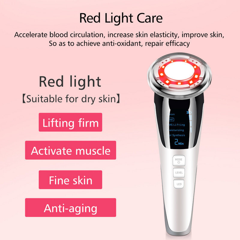 EMS Arcmasszírozó LED Fényterápia Bőrápoló Ránctalanítás Bőrfeszesítő Hot Cool kezelés Bőrápoló Beauty Device