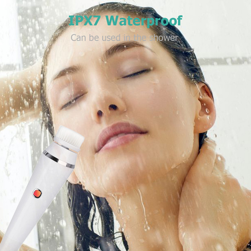 4 σε 1 Ηλεκτρικό καθαριστικό προσώπου με μασάζ πλύσιμο αυτόματο περιστρεφόμενο μηχάνημα καθαρισμού προσώπου Αδιάβροχο απολεπιστικό για μαύρα στίγματα αφαίρεσης πόρων