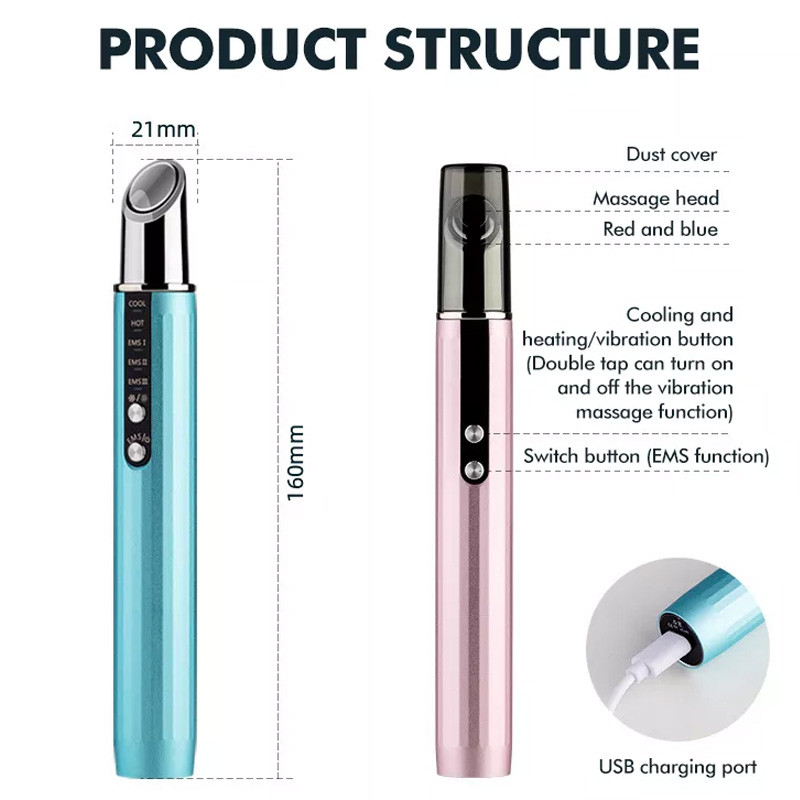 Masažer za oči Zvučni val Vibracija EMS za usne Uređaj za uljepšavanje Podizanje kože Učvršćivanje vrećica za oči Uklanjanje bora Unos prehrane Pet načina