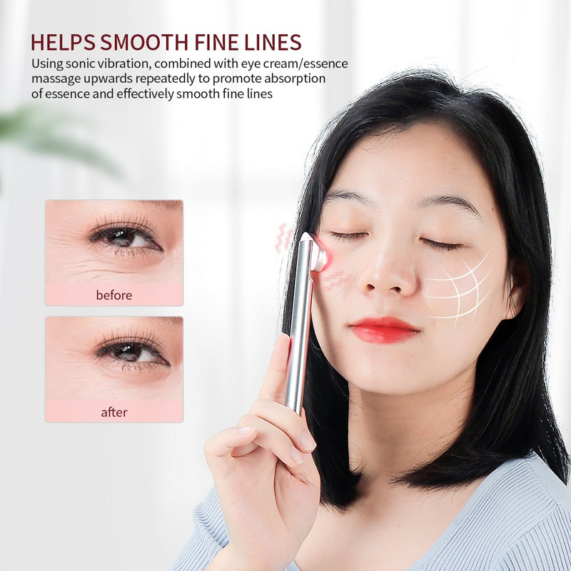 4 u 1 Rotirajući uređaj za ljepotu oko očiju Alat za njegu kože lica Terapija crvenim svjetlom EMS mikrostrujna masaža lica protiv starenja zatezanje kože