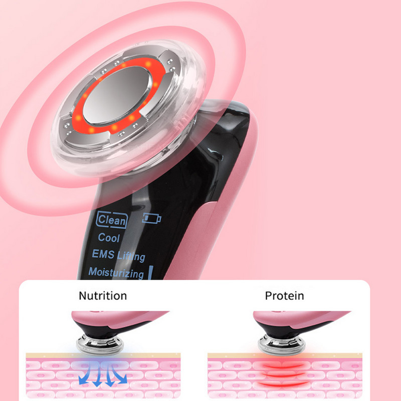 EMS Arcmasszírozó Forró LED fényterápia Sonic Vibrációs ránctalanítás Bőrfeszesítő Hűvös kezelés Bőrápoló Szépségkészülék