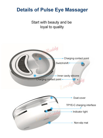 EMS Eye Massager Electric RF Eye Heat Pads Тъмни кръгове Премахване на торбички Против бръчки Облекчаване на подпухналостта Очи Инструменти за отпускане на лицето