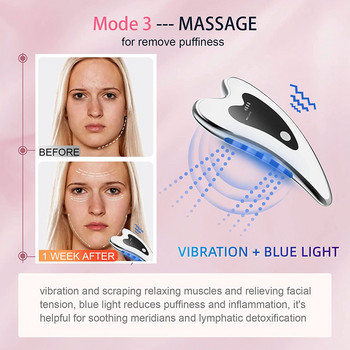Електрически микроток Gua Sha Board Massager Heated Red Blue LED Photon Therapy Scraping Massage Tool Анти-стареене Инструменти за грижа за кожата