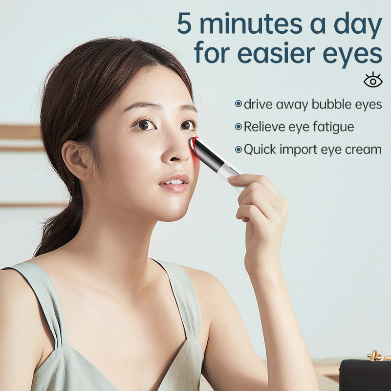 Električni masažer za oči Vibracija Grijani uređaji za uljepšavanje očiju Olovka za njegu očiju Plavo Crveno svjetlo Podočnjaci Uklanjanje natečenosti Bore