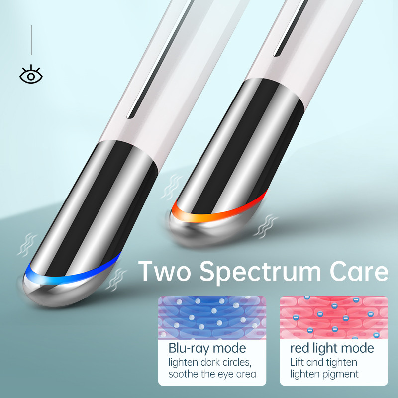 Električni masažer za oči Vibracija Grijani uređaji za uljepšavanje očiju Olovka za njegu očiju Plavo Crveno svjetlo Podočnjaci Uklanjanje natečenosti Bore
