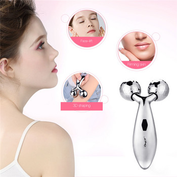 CkeyiN 3D Face Roller Microcurrent Facial Massager V Face Lift Beauty Roller Вибрационен масаж на тялото против стареене Намаляване на бръчките