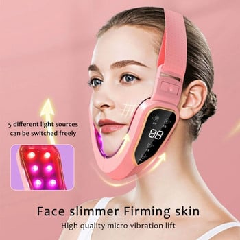 Електрическо устройство за повдигане на лице LED фотонна терапия Вибрационен масажор за отслабване на лицето Двойна брадичка Машина за повдигане на бузите с V-образна форма на лице