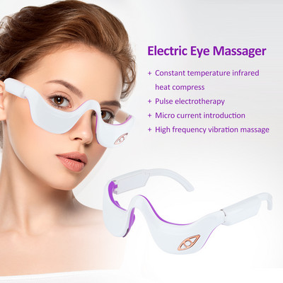 EMS Micro Current Pulse Eye Massager Нагревателна терапия Устройство за красота на очите Облекчава умората на очите Избледнява Тъмните кръгове против бръчки