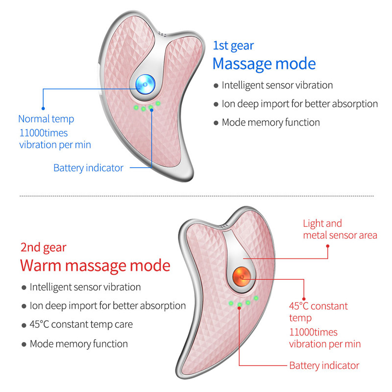 CkeyiN Guasha kaparó arcmasszírozó LED fény mikroáramú bőrfiatalító testmasszázs gép arc lifting karcsúsító 45