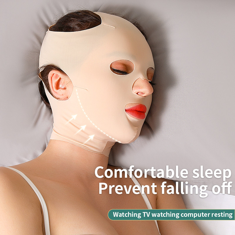 Visą veidą pakelianti miego kaukė skruostai smakrą liekninančiam dirželiui Veido kaukė liekninančia tvarstis Plonas veido masažo formuotojas