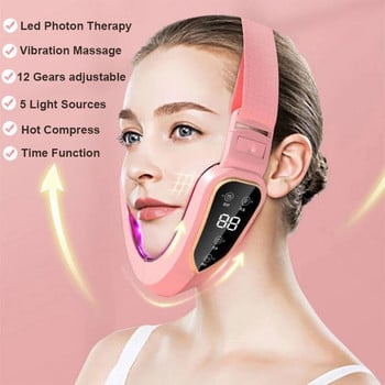 Устройство за повдигане на лицето Led Photon Therapy Вибрационен масажор за отслабване на лицето Двойна брадичка V-образен лифтинг на бузите Face Hot Sale