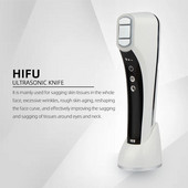 Mini HIFU gép bemelegített Protable Women Face lifting ránctalanító RF EMS Beauty Device Arcgép Nyak Áll Szemápolás