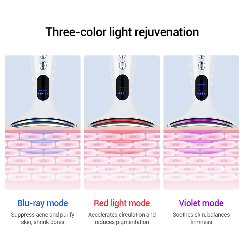 Nyak-arcmasszírozók Anti Wrinkle Lifting 3 Colors Led Photon Therapy Skin Tighten Reduce Double Chin Beauty Device Bőrápolás