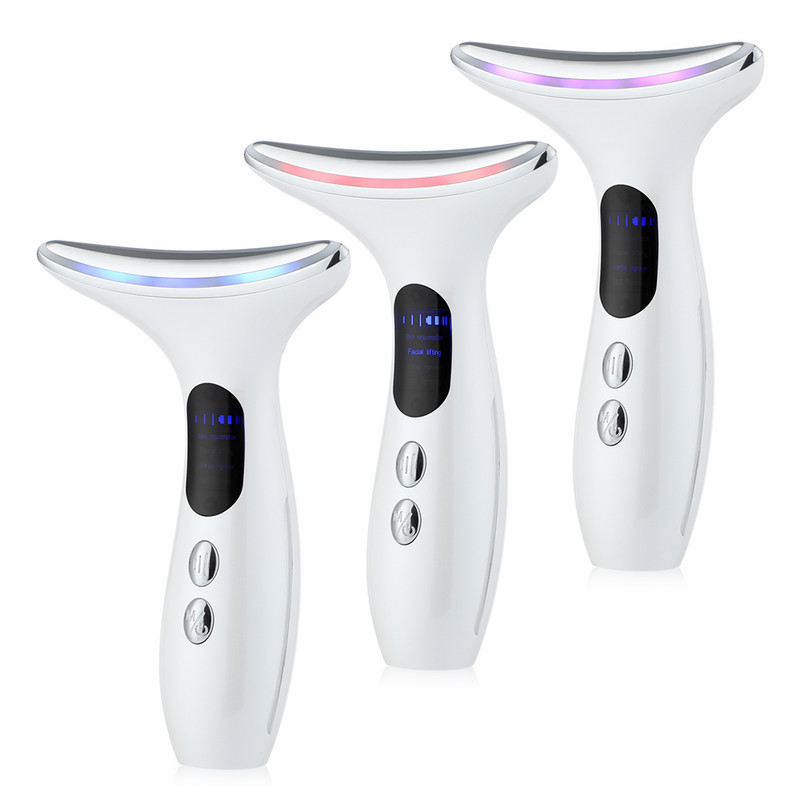 Nyak-arcmasszírozók Anti Wrinkle Lifting 3 Colors Led Photon Therapy Skin Tighten Reduce Double Chin Beauty Device Bőrápolás