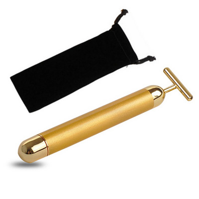 Karcsúsító arc 24k arany színű vibrációs arc szépségápolási bár Stick Lift bőrfeszesítő ráncos rúd elektromos botmasszázs