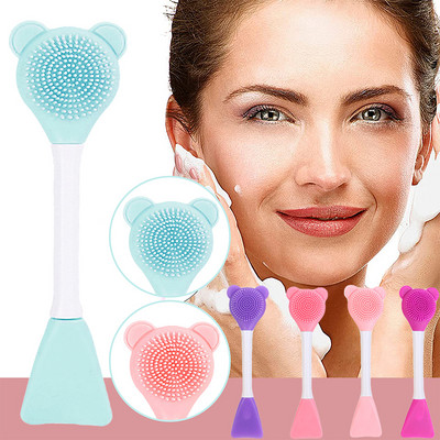 5 цвята Направи си сам Mask Stirrer Bear Double-Headed Silicone Gel Mask Brush Beauty Mud Mask Face Wash Brush Инструменти за грижа за кожата на лицето