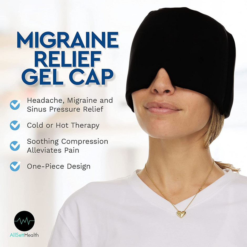 Κεφαλαλγία Ημικρανία Relief Hat Gel Ζεστό κρύο Θεραπεία Headache Relief Caps Stretchable Compress Hood Sinus Stress Relief Eyes Mask