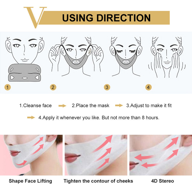 1/2/4db Face Lift karcsúsító maszk V vonalas állfelhúzó tapasz 4D Reduce Double Chin Tape nyakfeszesítő alakformáló maszk US BR Do Dropshipping