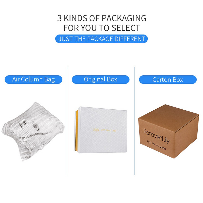 Foreverlily 7 Colors Light LED veido kaukė su kaklo oda, atjauninanti veido priežiūra, grožio priemonė nuo spuogų terapijos balinimas