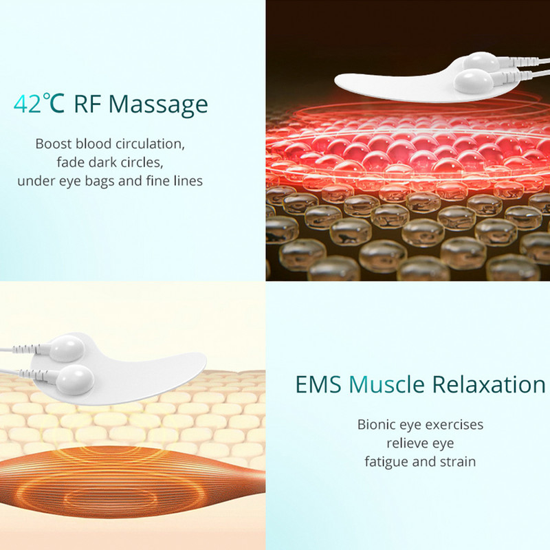 Mikrostrujna RF masažna maska za oči Električni flaster za oči Masažer Mini hidrogel vrući Smanjuje bore Natečenost Podočnjaci Vrećice