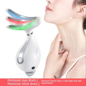 Mașină de masaj facial pentru gât Masca cu LED Terapie cu fotoni Încălzire Mașină pentru îndepărtarea ridurilor pentru gâtul feței Reduce ridicarea bărbiei duble a pielii