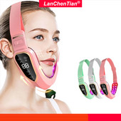 Dispozitiv de ridicare a feței Terapie cu fotoni cu LED EMS Masaj cu vibrații pentru slăbire facială Barbie dublă V Mașină cu centură pentru ridicarea obrajilor în formă de față