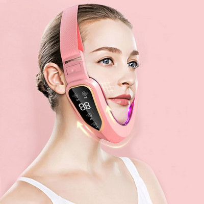 Dispozitiv de ridicare a feței Terapie cu fotoni cu LED EMS Masaj cu vibrații pentru slăbire facială Barbie dublă V Mașină cu centură pentru ridicarea obrajilor în formă de față