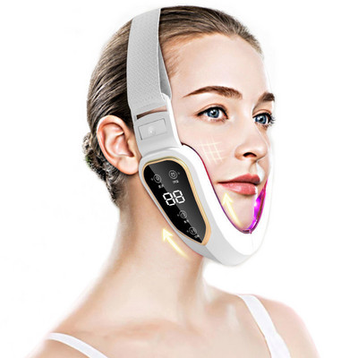 Dispozitiv de ridicare a feței Terapie cu fotoni cu LED EMS Masaj cu vibrații pentru slăbire facială Barbie dublă V Mașină cu centură pentru ridicarea obrajilor în formă de față