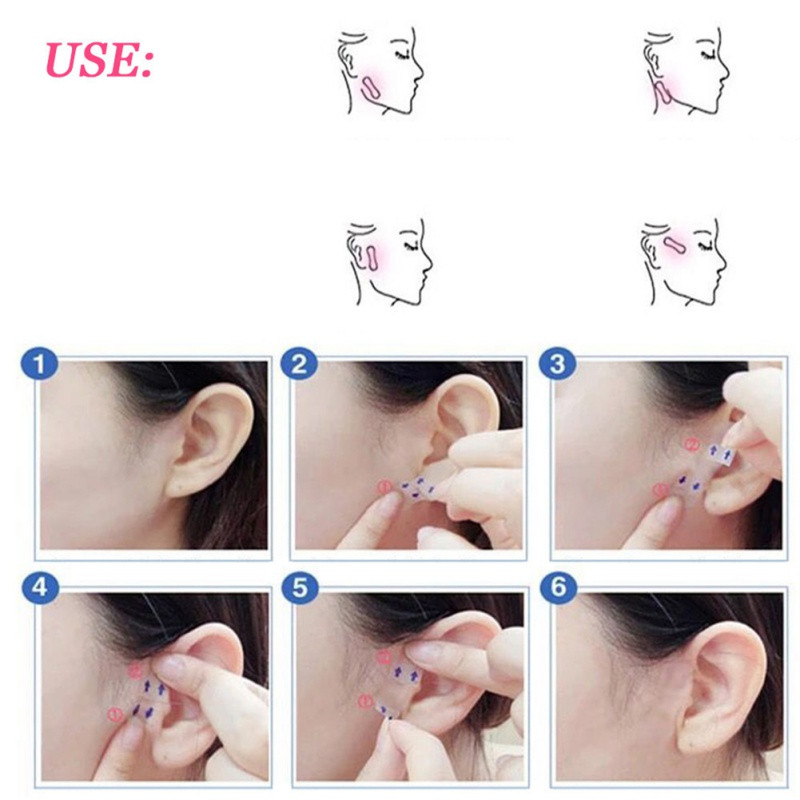 100 db/szett láthatatlan vékony arcmatricák Arc arcvonal Ránc megereszkedett bőr V-alakú Face Lift Up Fast Chin Ragasztószalag