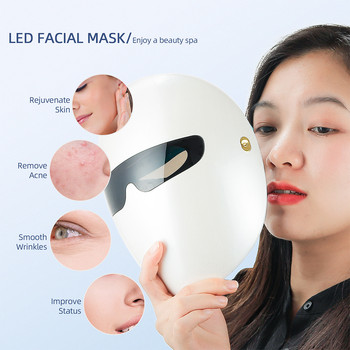 Безжична 7-цветна LED маска за лице, фотонна терапия, подмладяване на кожата, изсветляваща терапия против бръчки, козметична спа маска за лице