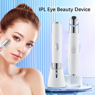 IPL Eye Beauty Device Vibrációs fűtött szemmasszírozó 3 szín fotóterápiás szemkörnyékápoló toll öregedésgátló sötét karikák duzzanat eltávolítása