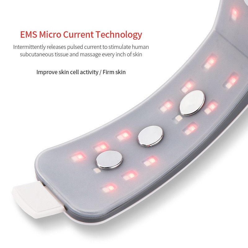 EMS veido liekninamasis vibracinis masažas V formos veido pakeliantis grožio prietaisas LED fotonų terapijos V formos masažo diržas Pašalinkite dvigubą smakrą