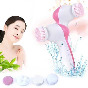 Жени 5 в 1 Електрическа четка за измиване на лице Машина за момичета Почистващ порите на лицето Масаж за почистване на тялото Мини инструменти за грижа за кожата