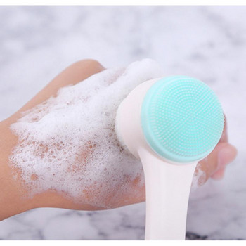 Двустранна четка за ръчно почистване Мек косъм Силиконова четка за измиване на лице Нежен масаж Дълбоко почистващ инструмент за грижа за кожата