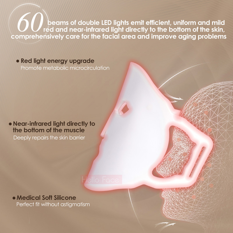 Facial LED fényterápiás maszk Professzionális 7 színű PDT Face Beauty maszk vezeték nélküli foton bőrfiatalító maszk luxus szerelmeseknek